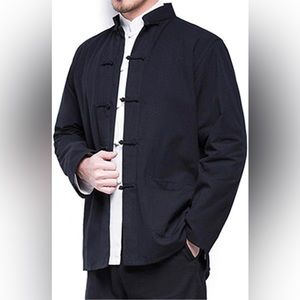 Men’s Chinese Style Cotton Linen Coat Loose Kimono Asian Size Large (US Small)
